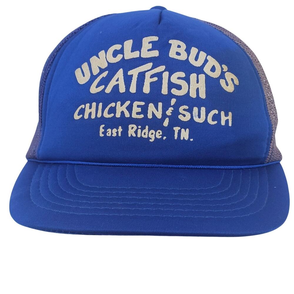Vintage Uncle Bud's Catfish Chicken Trucker Rope Cap Hat Snap Back Knoxville TN